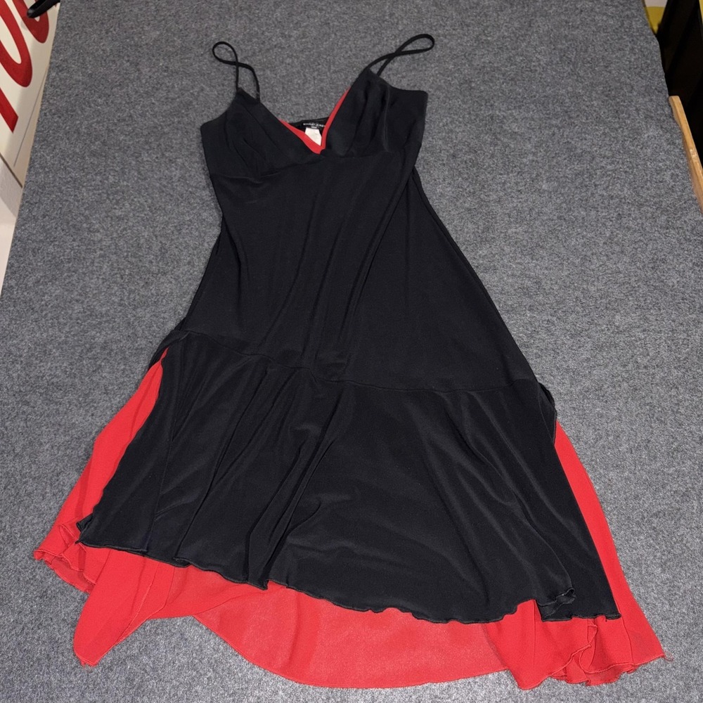 Dress Womens Small Black Red Asymmetrical Y2K Whimsy Goth Romantic Fairy Vampire